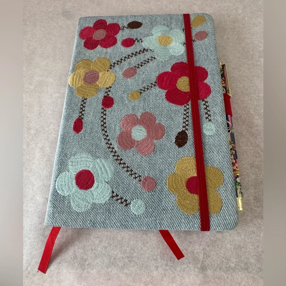 Johnny Was Floral‎ Embroidered Denim Notebook